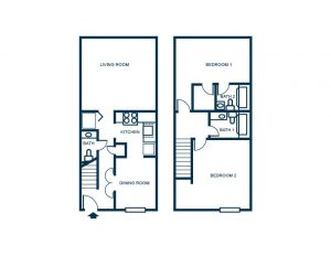 2 bedroom floor plan townhome